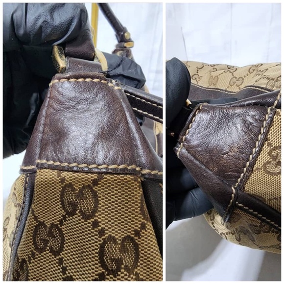 Authentic Gucci GG Canvas and Leather D Ring Hobo Bag Beige/Brown - Picture 10 of 16